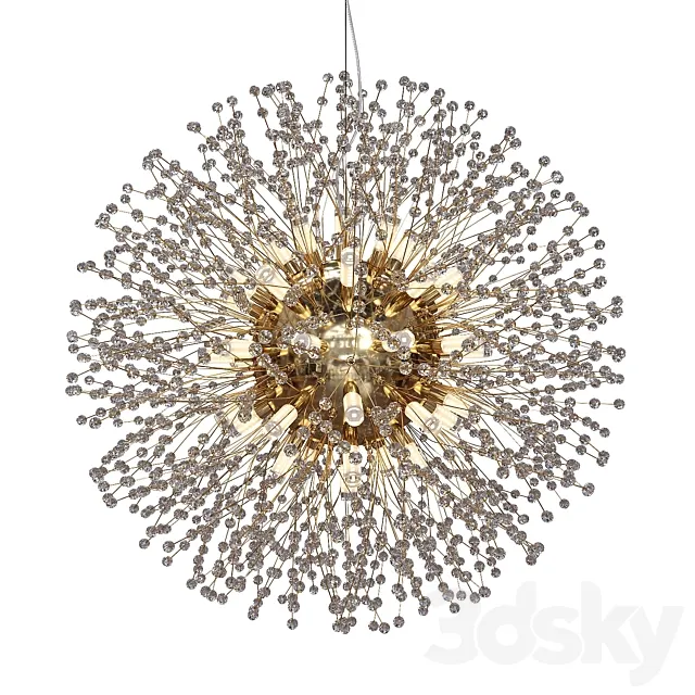 Designer chandelier in the form of a ball of crystal beams with a metal center Rosalia by Lampatron 3ds Max