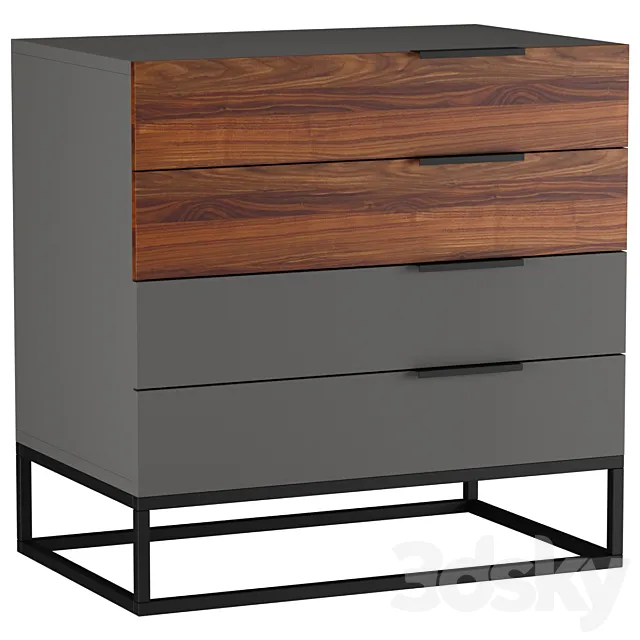 Designer chest of drawers with 4 drawers Loft Wood 3ds Max