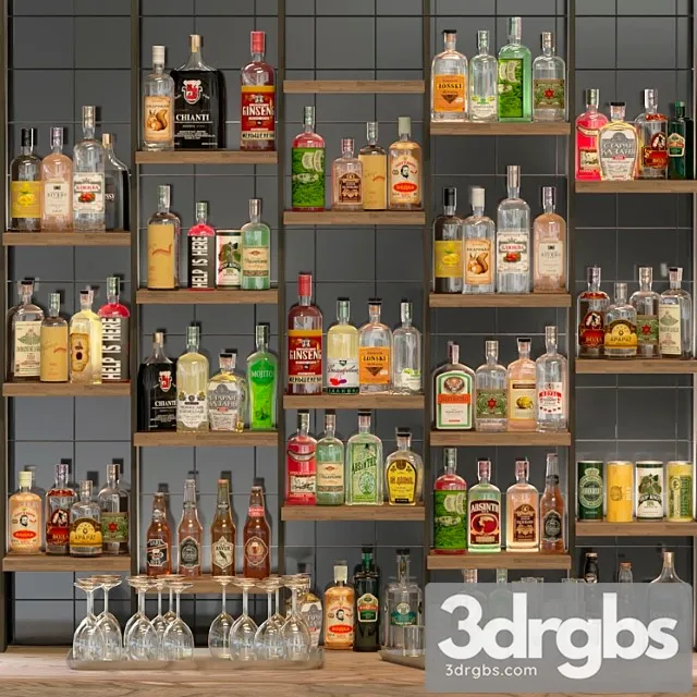 Designer rack in a restaurant with alcohol. pub 39 3dsmax Download
