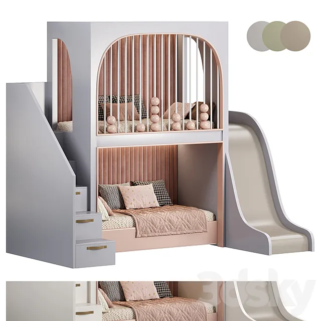 Designer two-level bed Kids room 07 3ds Max