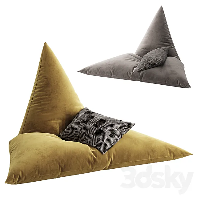 Designer Velvet Tri Gamer Bean Bag 3ds Max