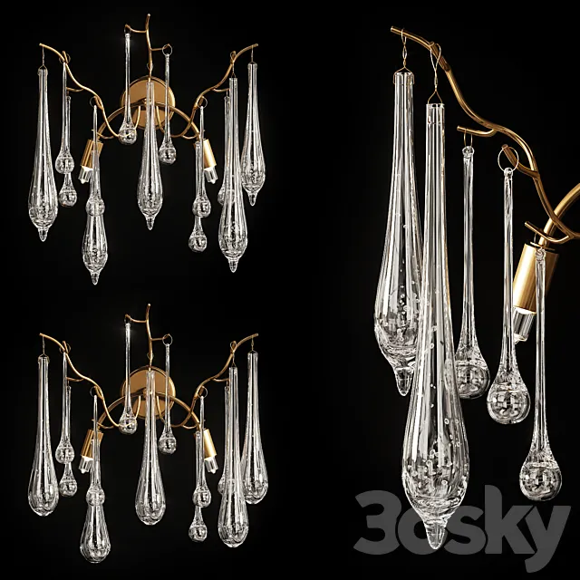 Designer wall lamp with drop hangers SUNWISE 3ds Max