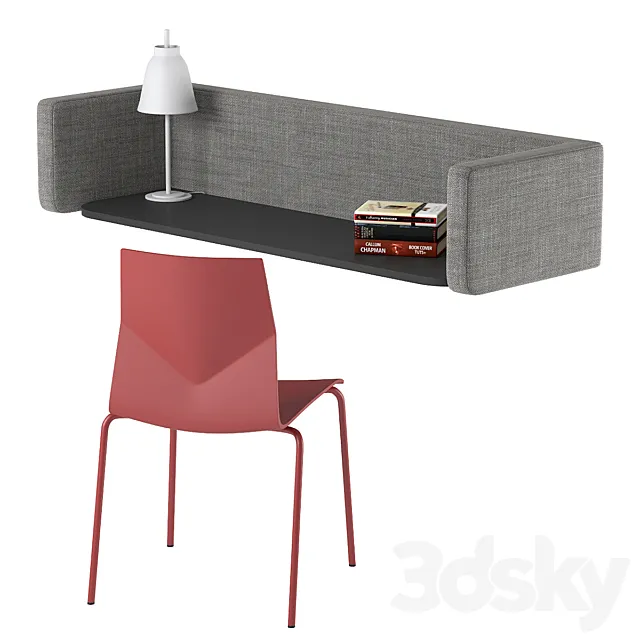 Desk and chair FourUs Wall Pod 3ds Max
