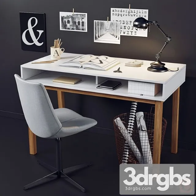 Desk and chair with la redoute decor 2 3dsmax Download