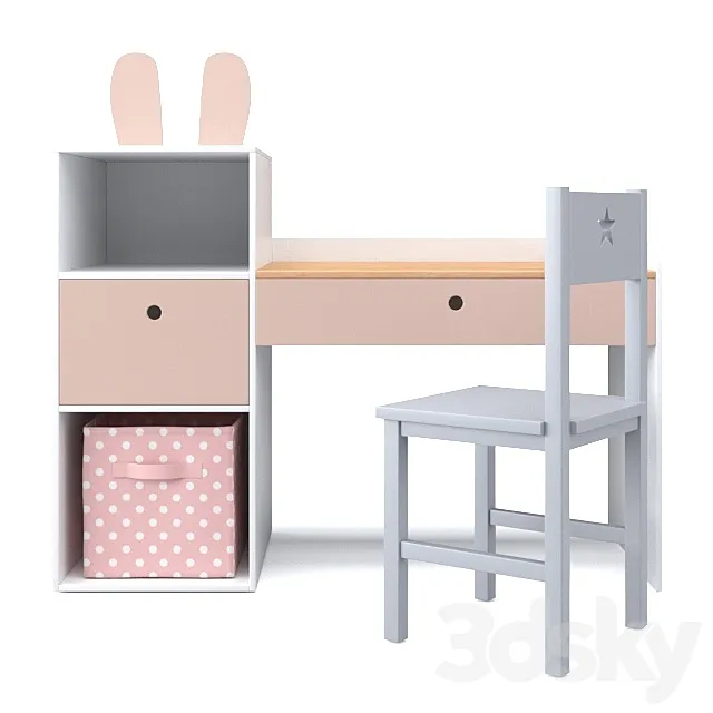 Desk and decor for the nursery 01 3ds Max