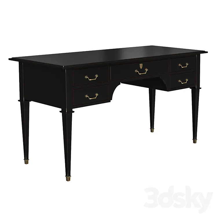 Desk Bureau noir 5 tiroirs en acacia massif noir gris perle gris nuance – Cenacle 3DS Max Model