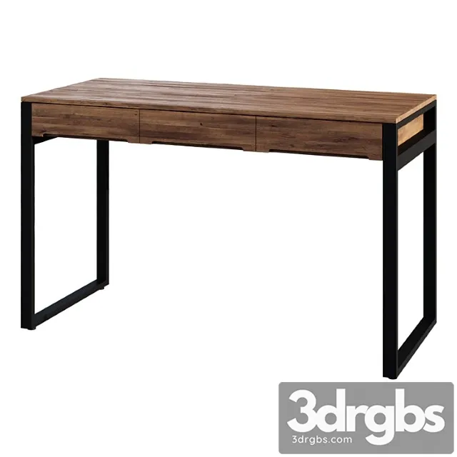 Desk modern wooden natural & black office desk with drawers & metal legs