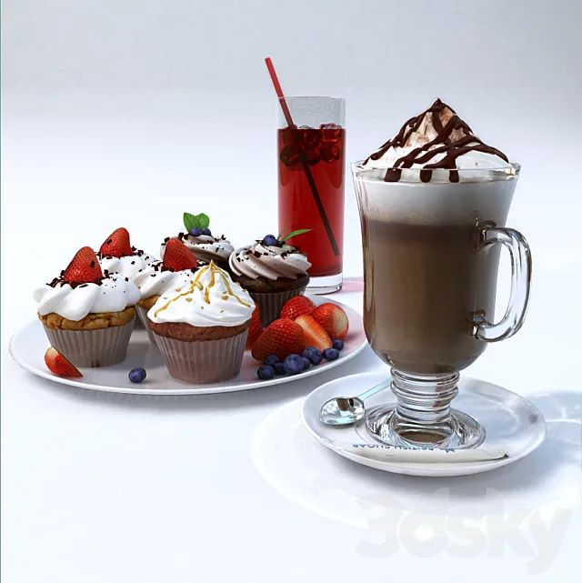 Dessert and coffee 3DSMax File