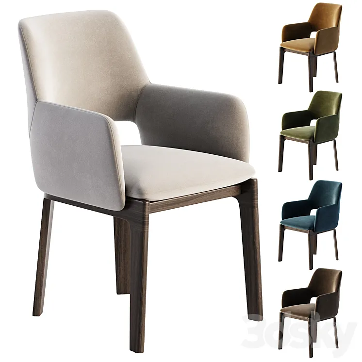 DEVON Chair with armrests By Molteni & C. 3DS Max Model
