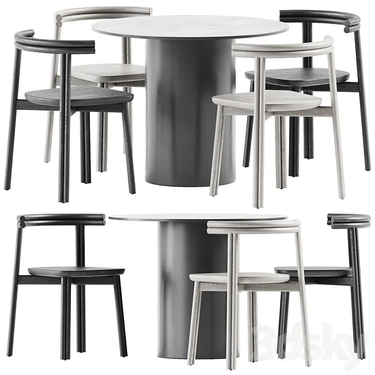 Dial Dining Table and Twill Chair by DesignByThem 3DS Max Model