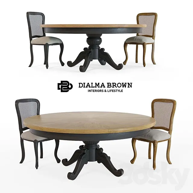 Dialma Brown table and chair 3DS Max Model