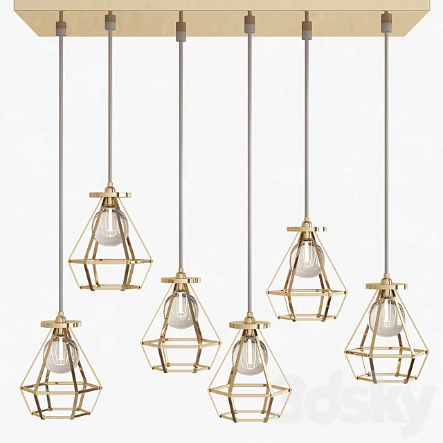 Diamond Gold Geometry Hanging Pendant Light 3ds Max
