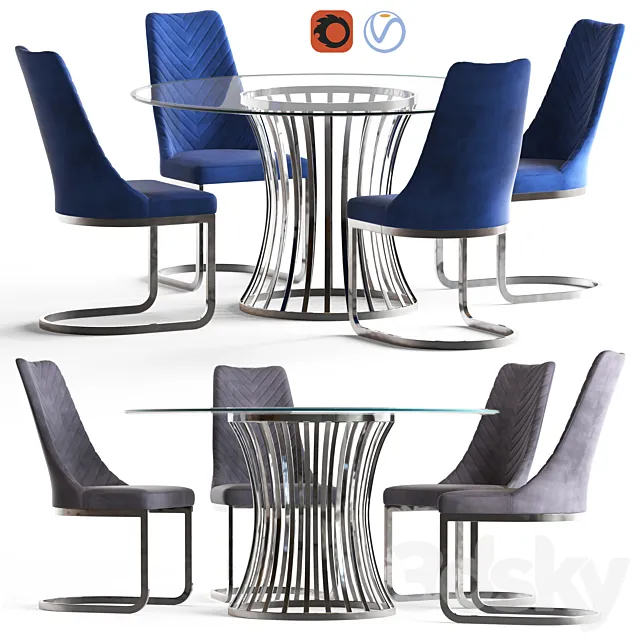 Diamond Sofa Capri Round Table and Vogue Dinning Chair 3ds Max