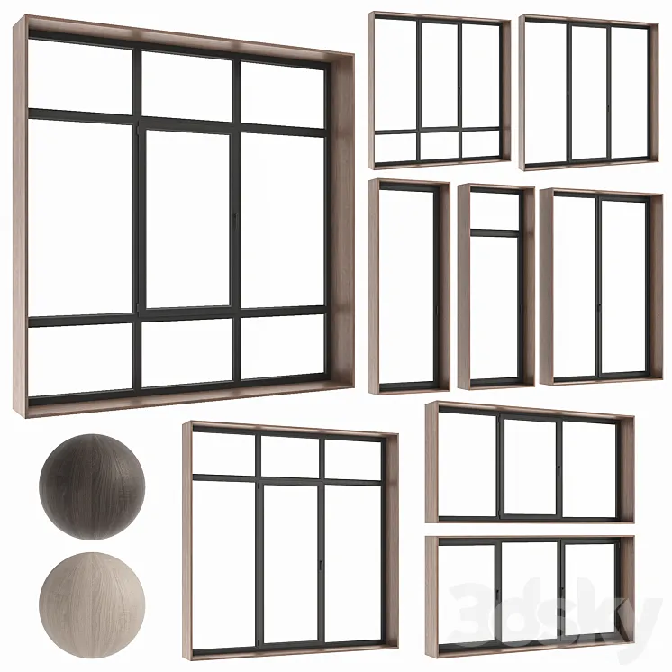 different windows 3DS Max Model