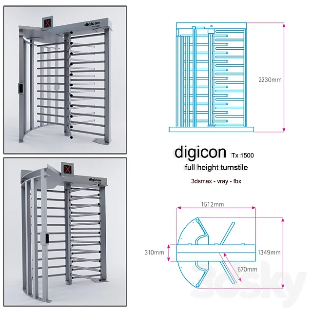 digicon turnstile 3DS Max Model