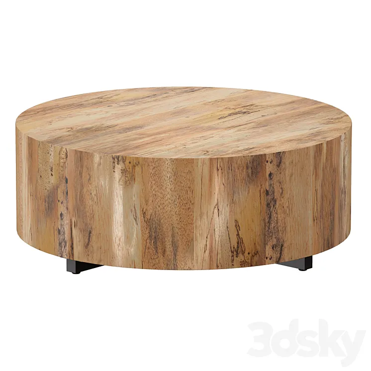 Dillon Spalted Primavera Round Wood Coffee Table (Crate and Barrel) 3DS Max