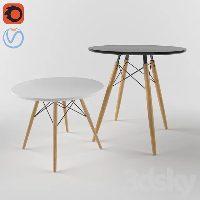 Dining and coffee tables Eiffel 3DS Max Model