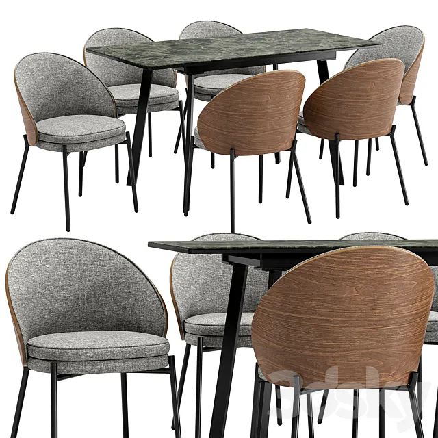 Dining chair 4115-DC-S197A and table Agni 3ds Max