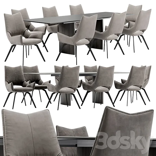Dining chair BC1241 and table Meteor 180 3ds Max