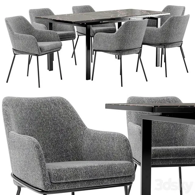 Dining chair Cozy and table Areal 3dsMax Model