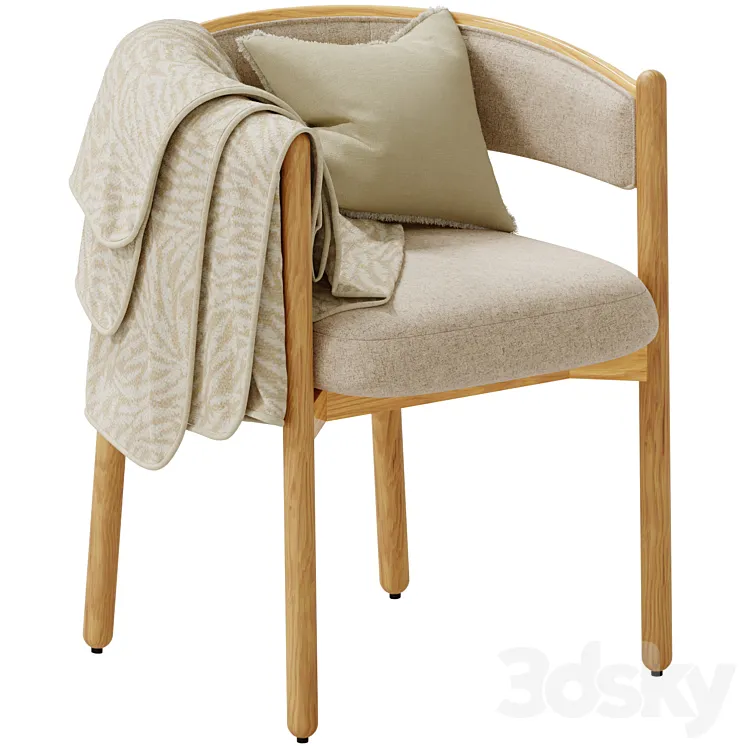 Dining chair in hevea and cotton Natesse 3DS Max Model