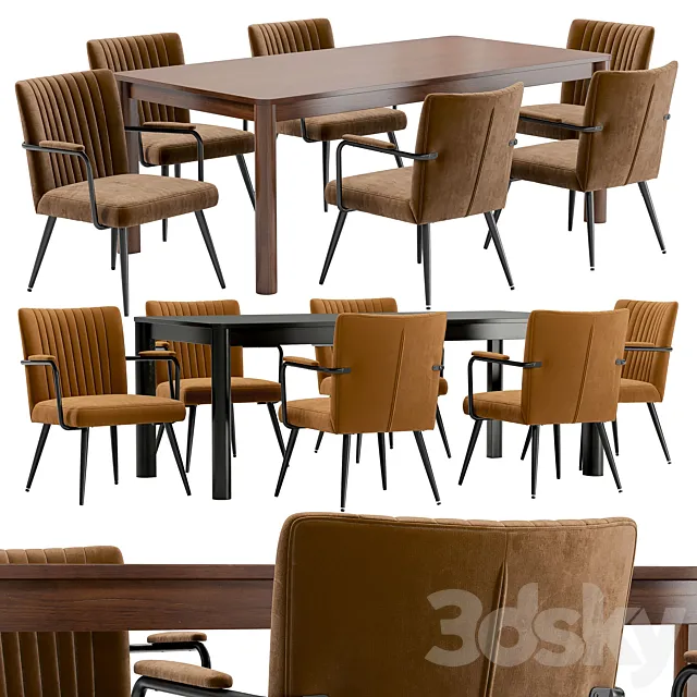 Dining chair Ronda and table Bergen Bgt35 3DS Max Model