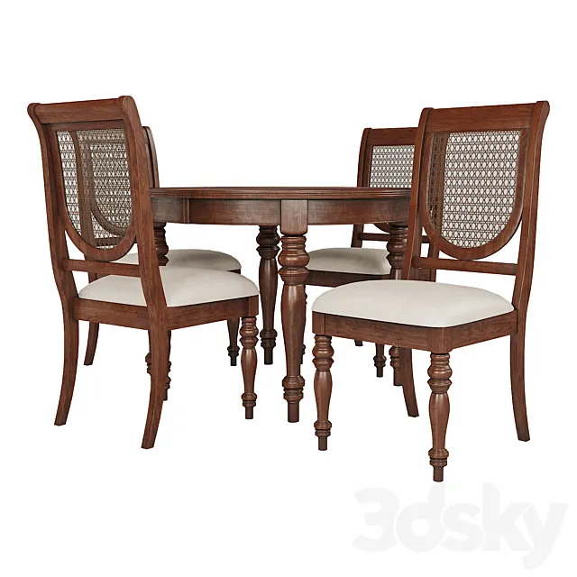 Dining Group LIFESTYLE-Table and Chairs VICTORIA TOBACCO (01) 3DS Max Model