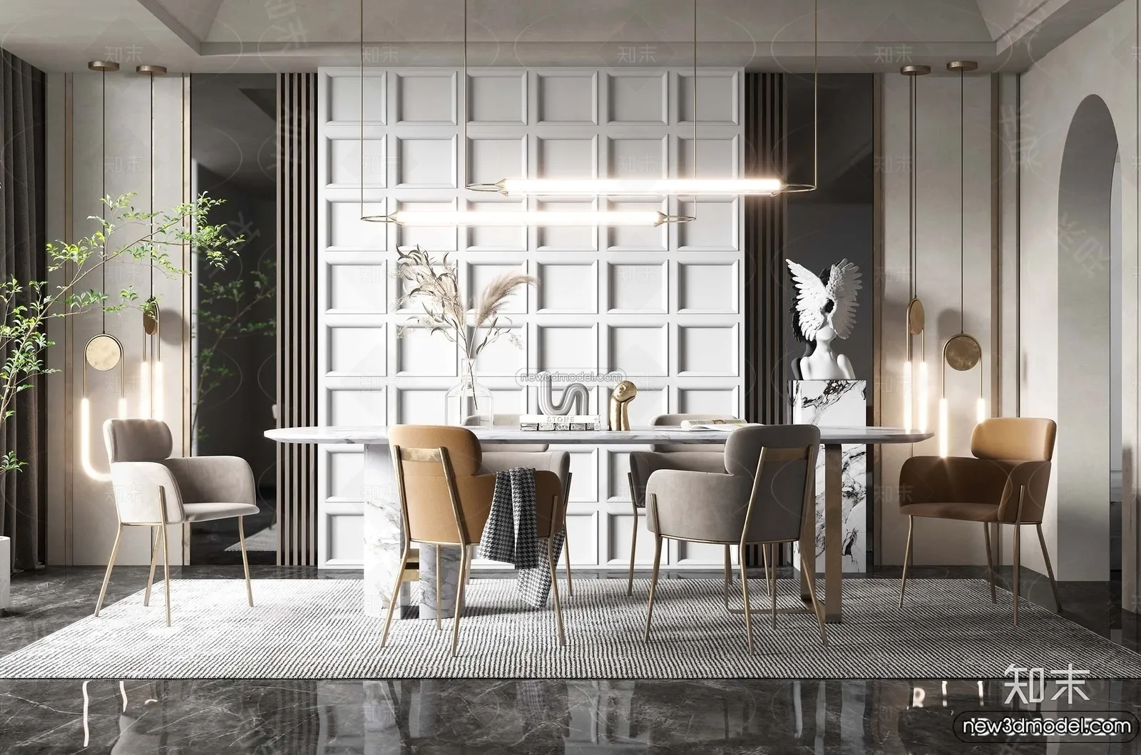 Dining Room – 3D Interior Scene – Italian Style – 016