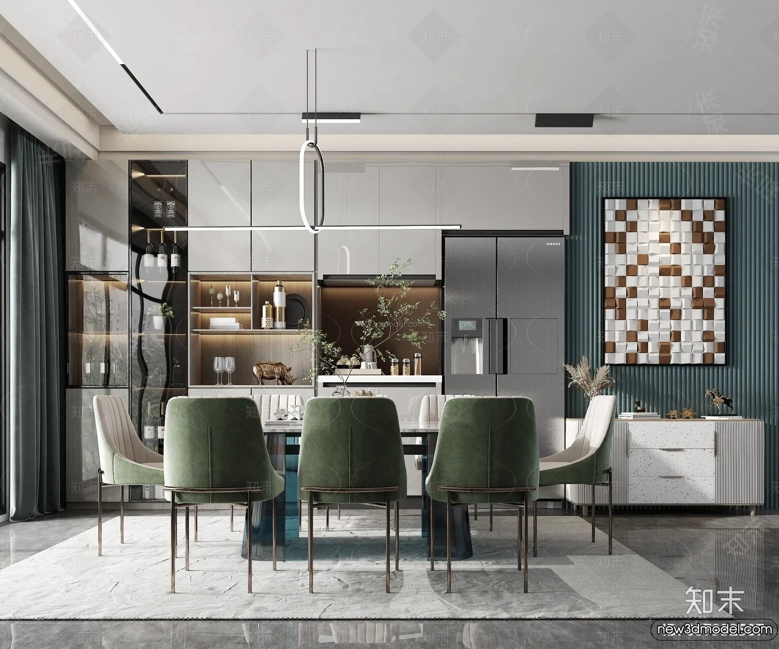 Dining Room – 3D Interior Scene – Italian Style – 017