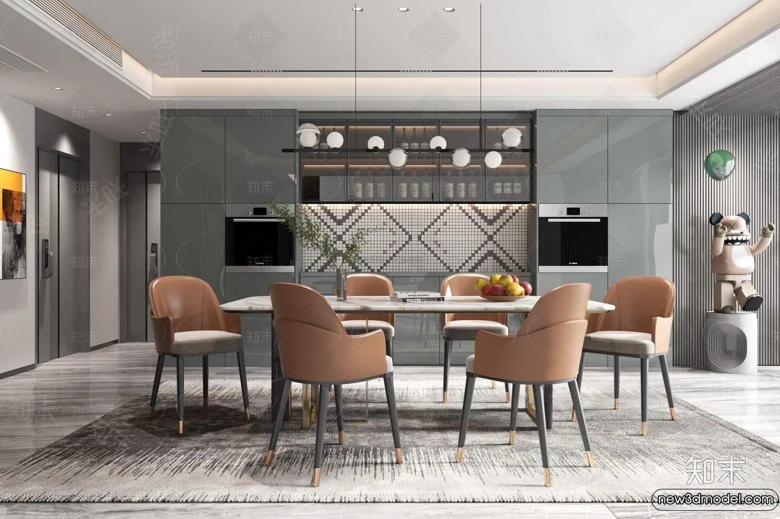 Dining Room – 3D Interior Scene – Italian Style – 022