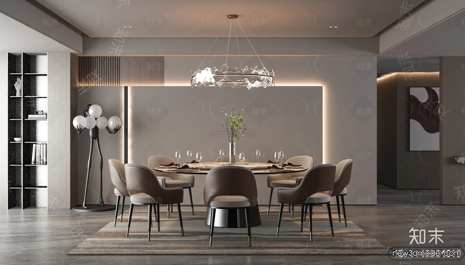 Dining Room – 3D Interior Scene – Italian Style – 025