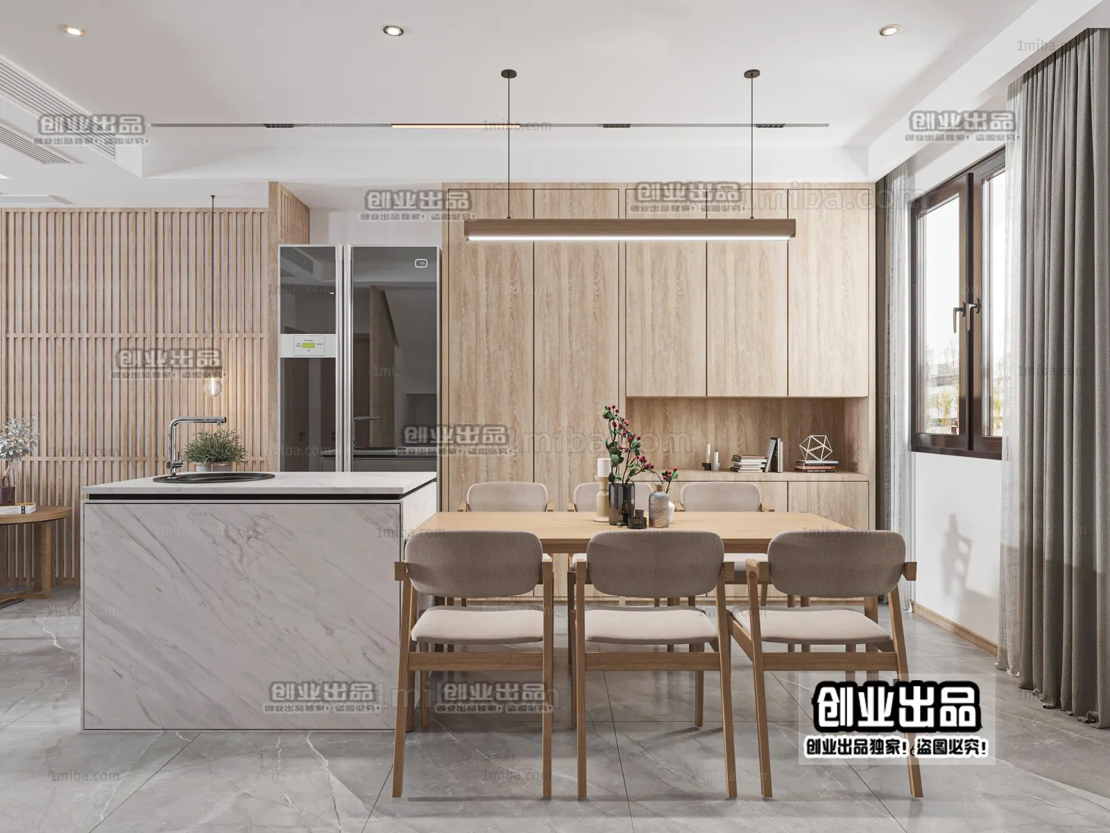 Dining Room 3D Interior Scene – Japanese Style – 046