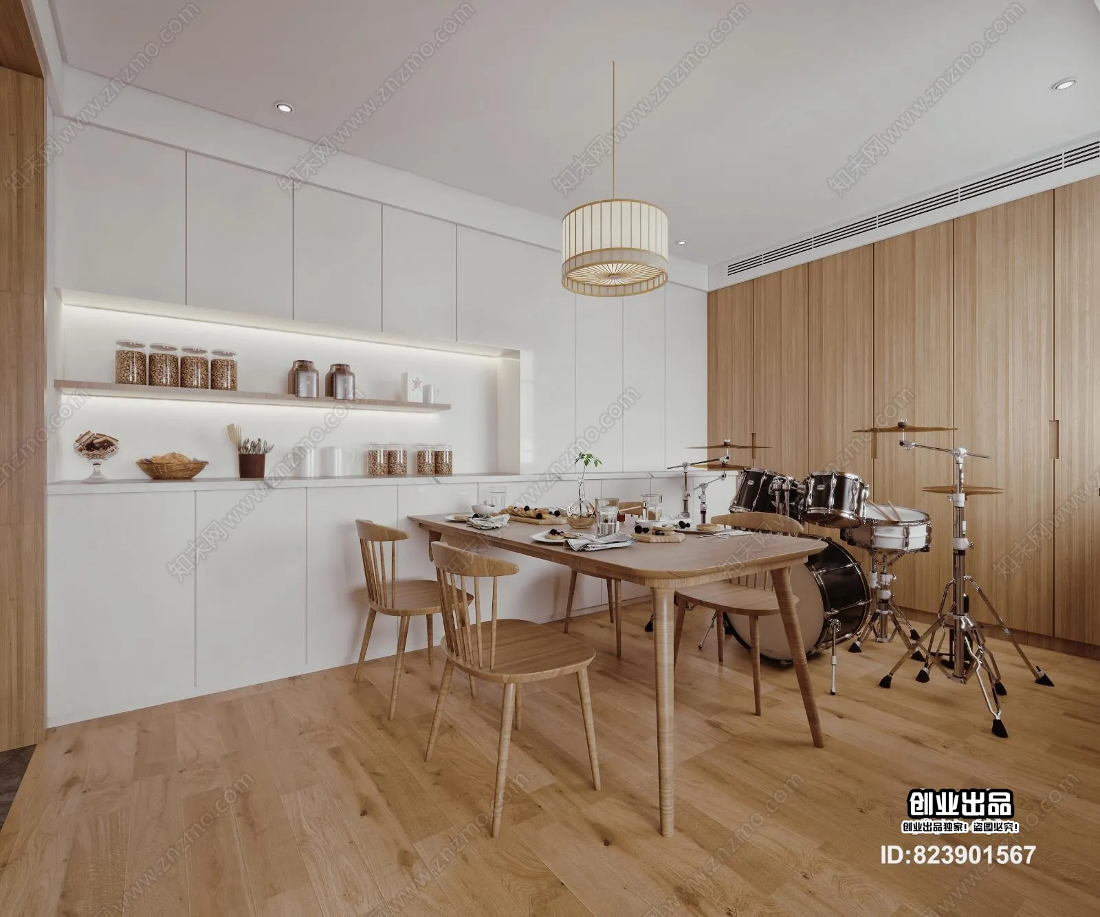 Dining Room 3D Interior Scene – Japanese Style – 047