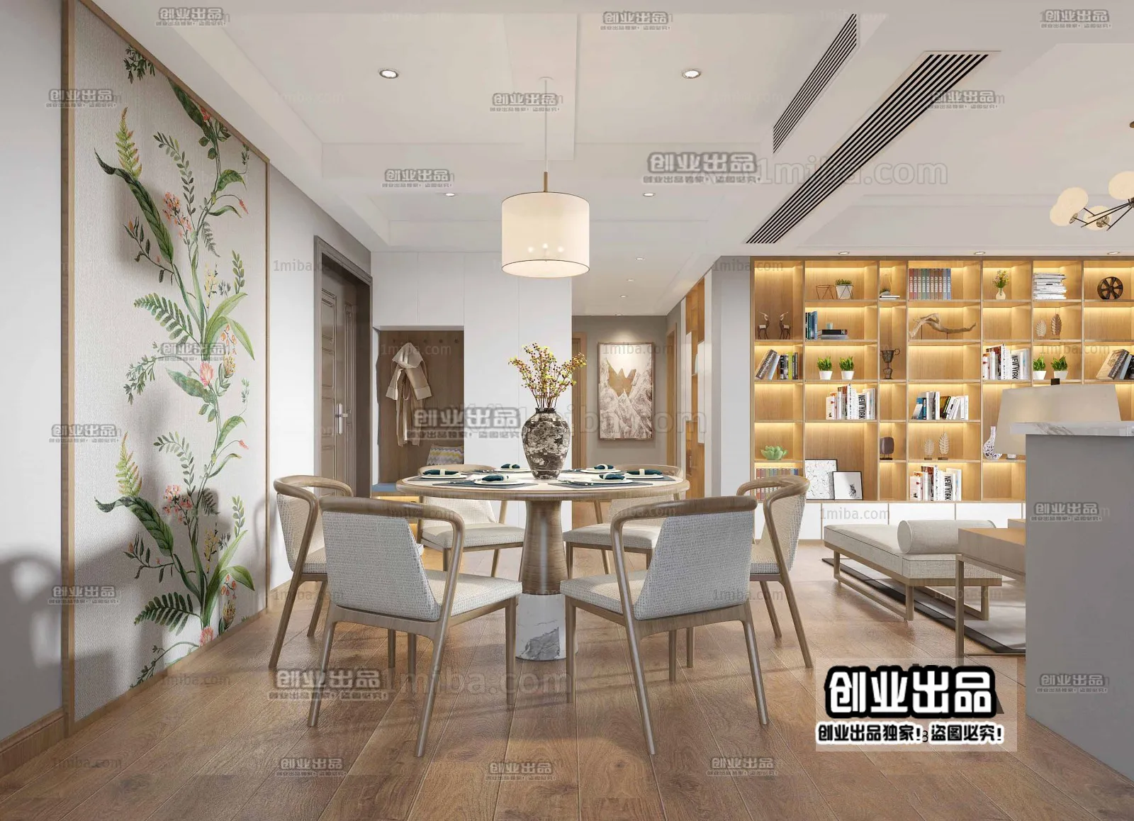 Dining Room 3D Interior Scene – Japanese Style – 052