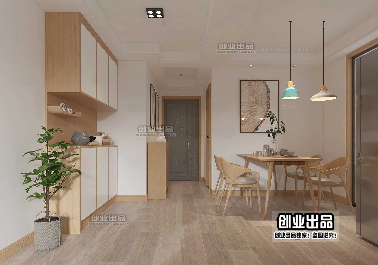 Dining Room 3D Interior Scene – Japanese Style – 054