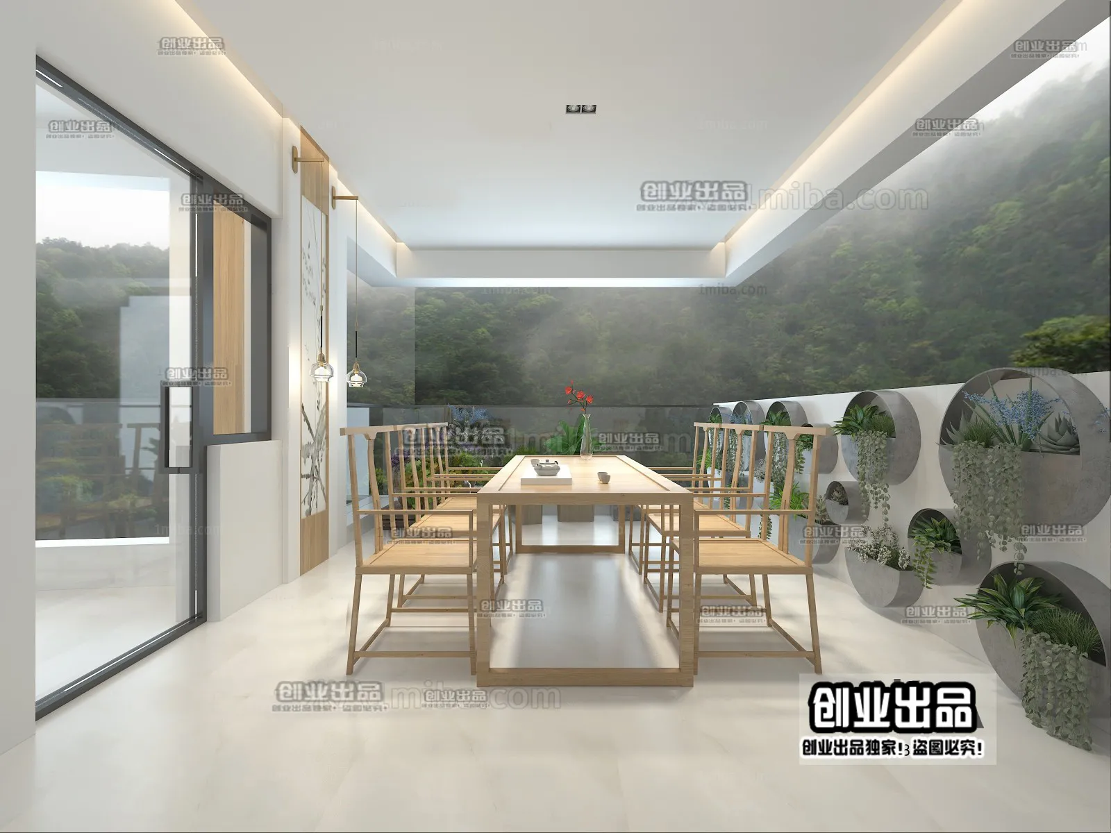 Dining Room 3D Interior Scene – Japanese Style – 055