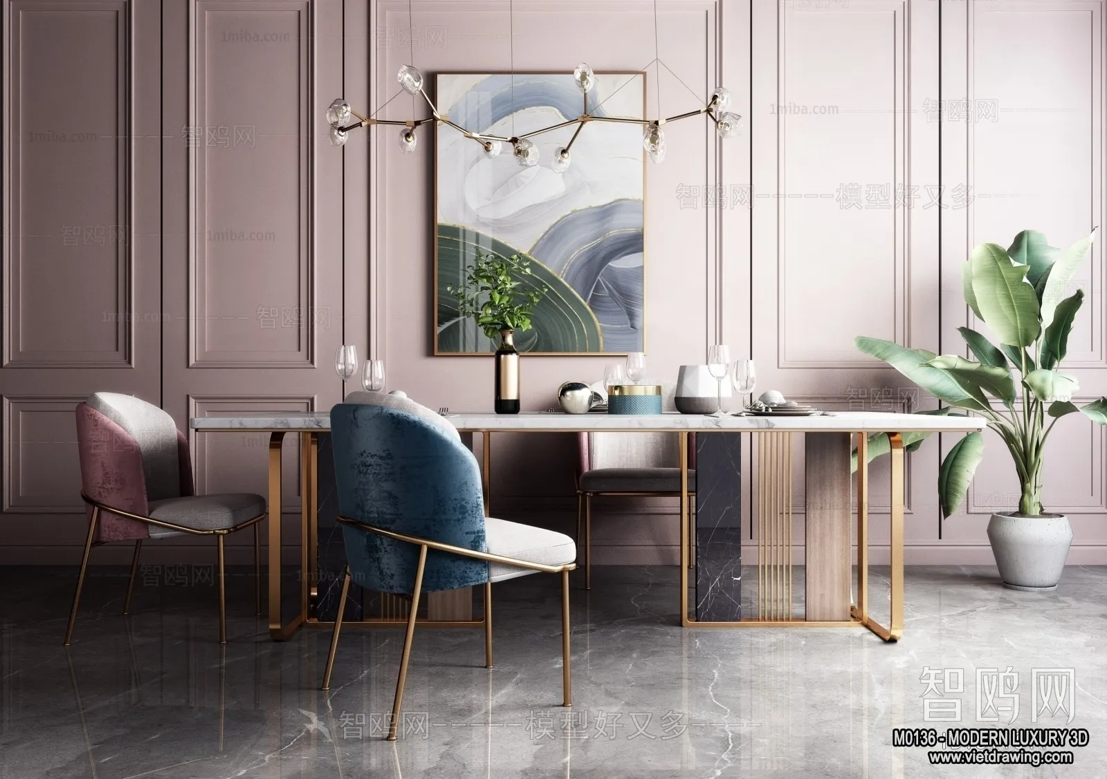 Dining Room – 3D Interior Scene – Luxury Style – 004