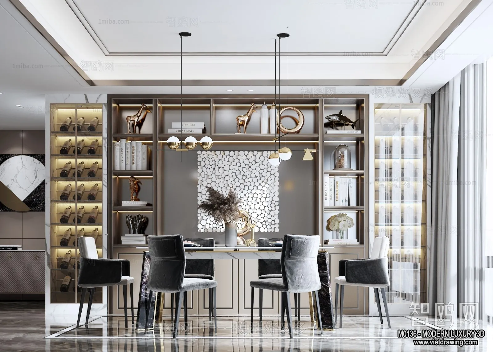 Dining Room – 3D Interior Scene – Luxury Style – 008