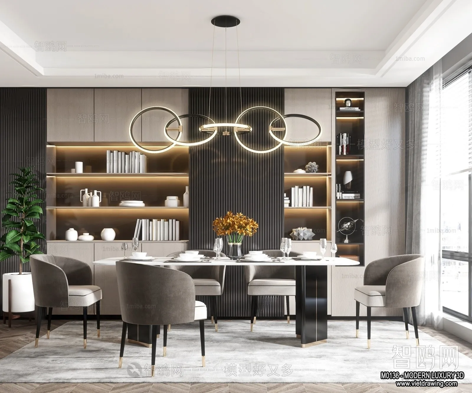 Dining Room – 3D Interior Scene – Luxury Style – 010