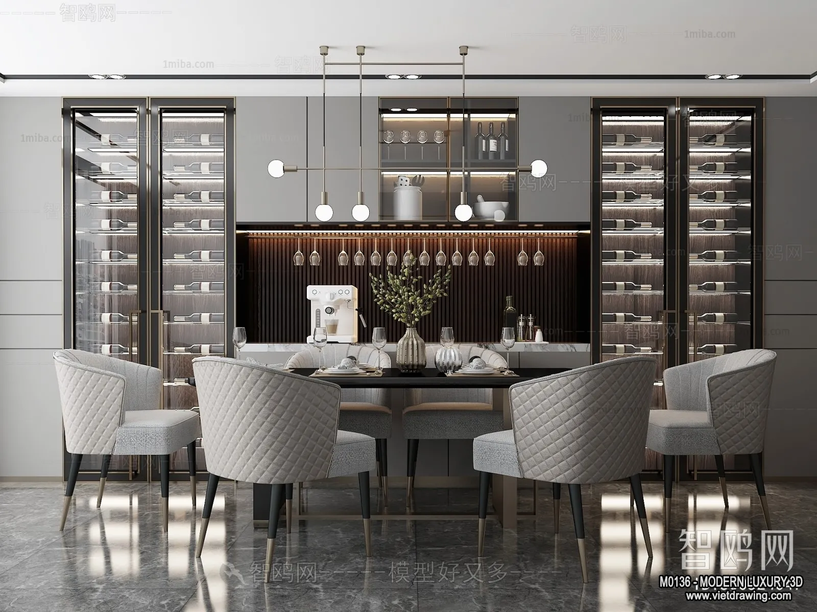 Dining Room – 3D Interior Scene – Luxury Style – 011