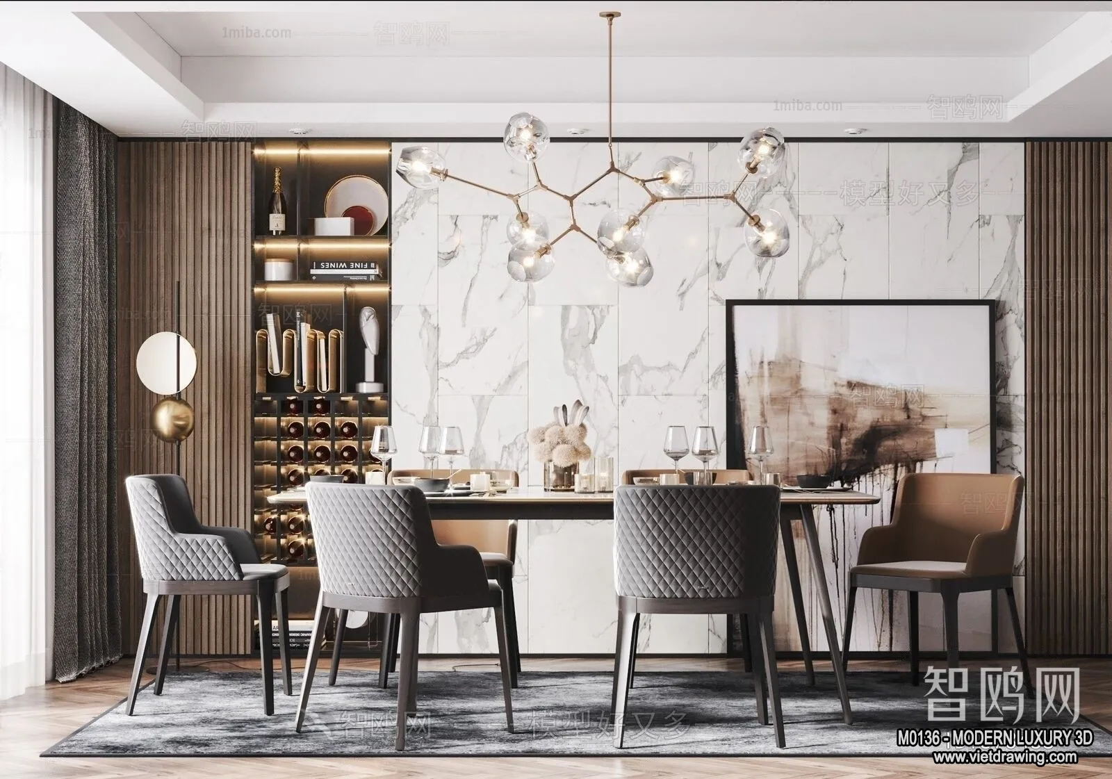 Dining Room – 3D Interior Scene – Luxury Style – 012