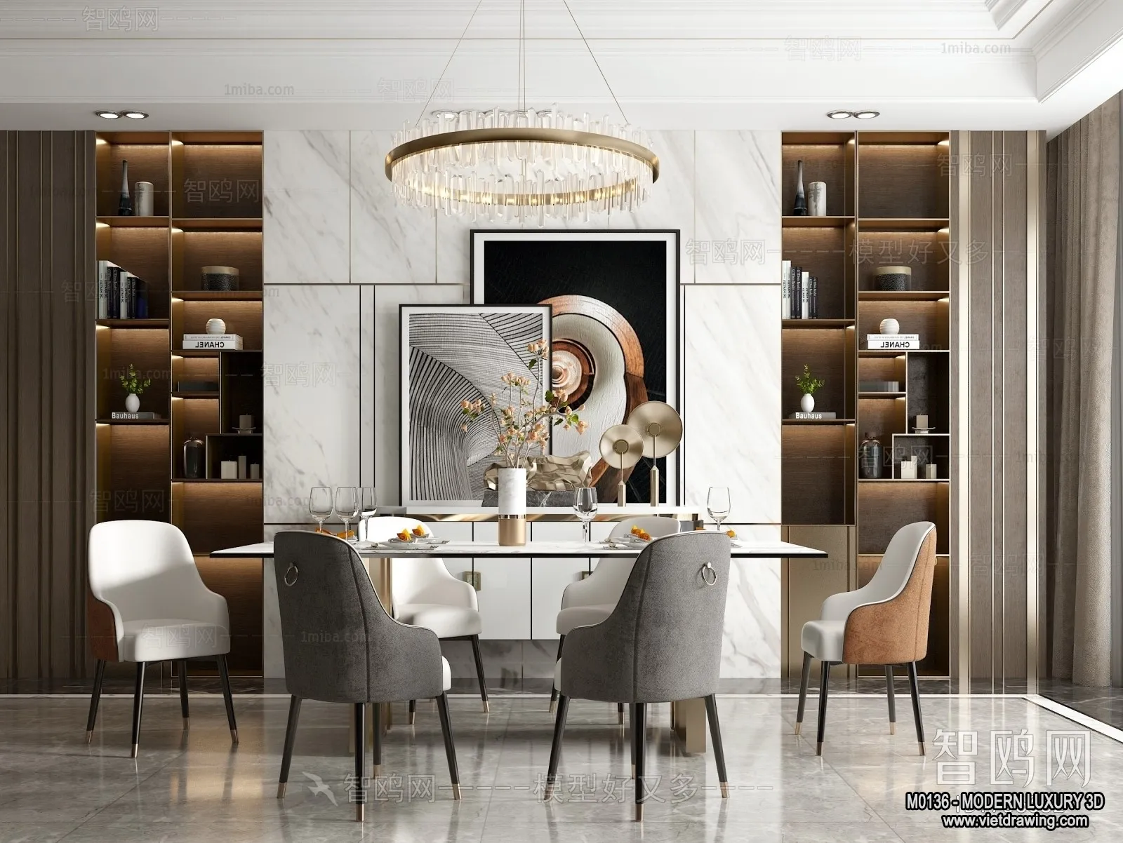 Dining Room – 3D Interior Scene – Luxury Style – 013