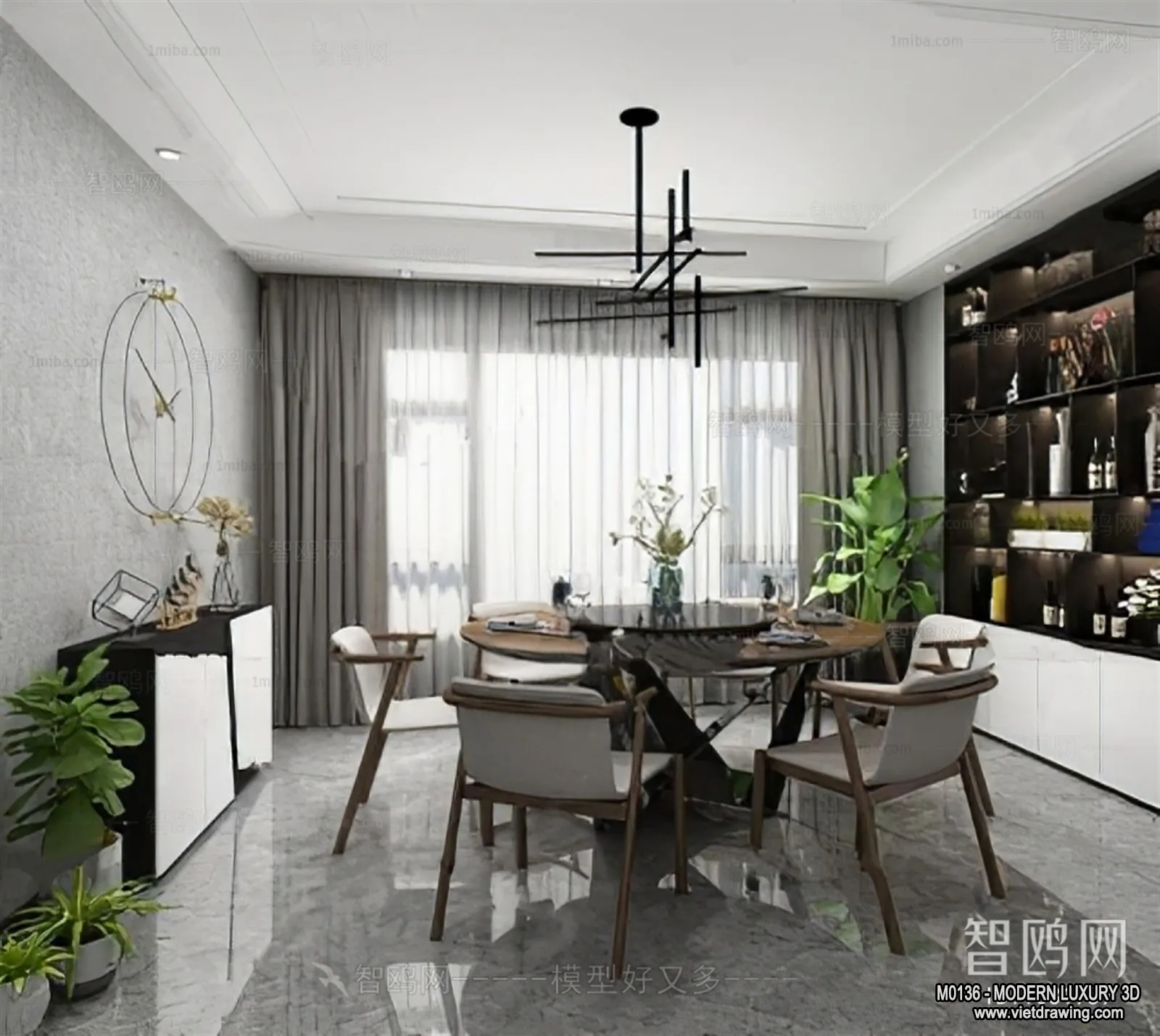 Dining Room – 3D Interior Scene – Luxury Style – 019