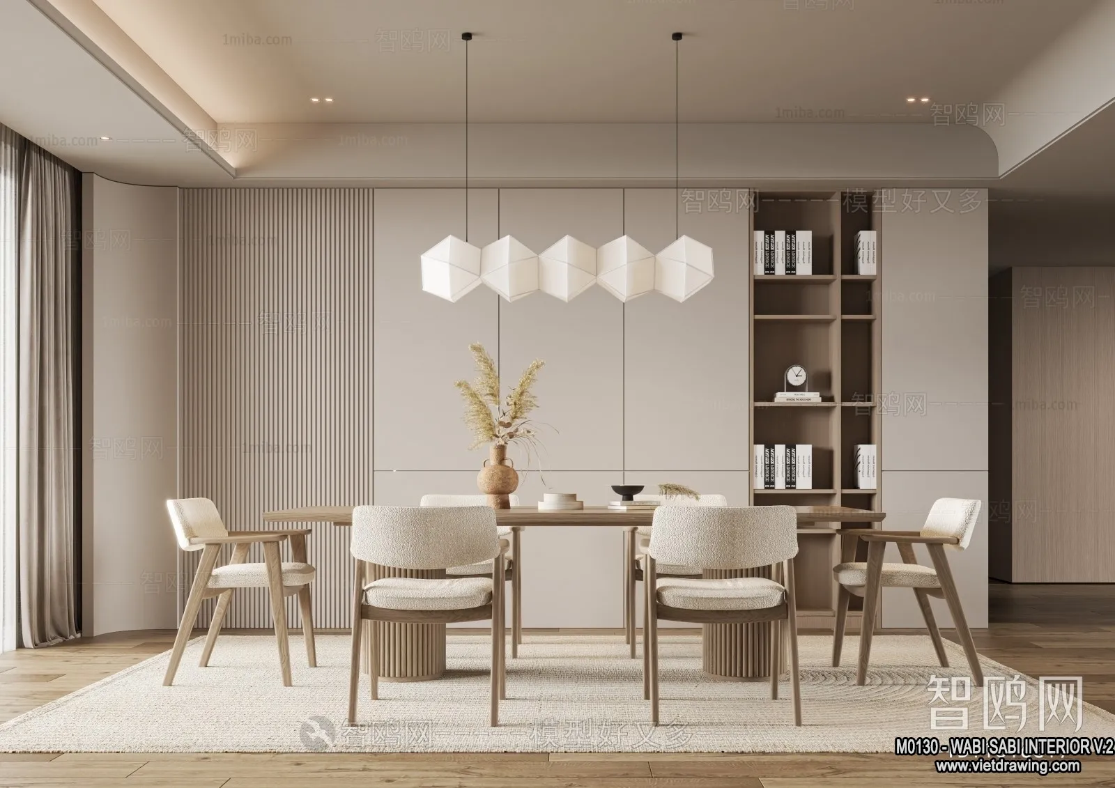 Dining Room 3D Interior Scene Model – Wabi Sabi Style – 047