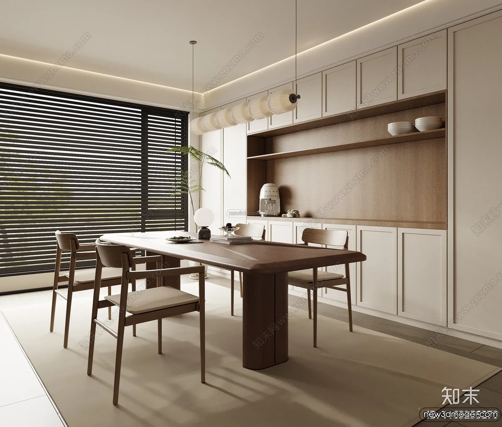 Dining Room 3D Interior Scene Model – Wabi Sabi Style – 059