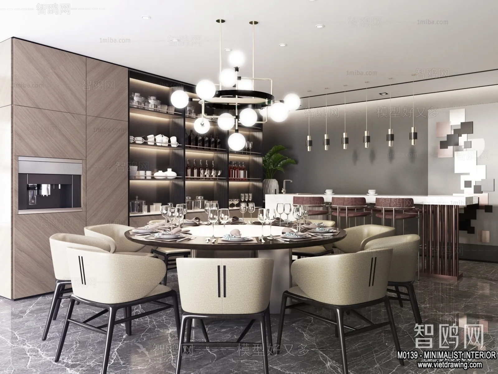 Dining Room – Minimalist Style – 3D Interior Scene – 001