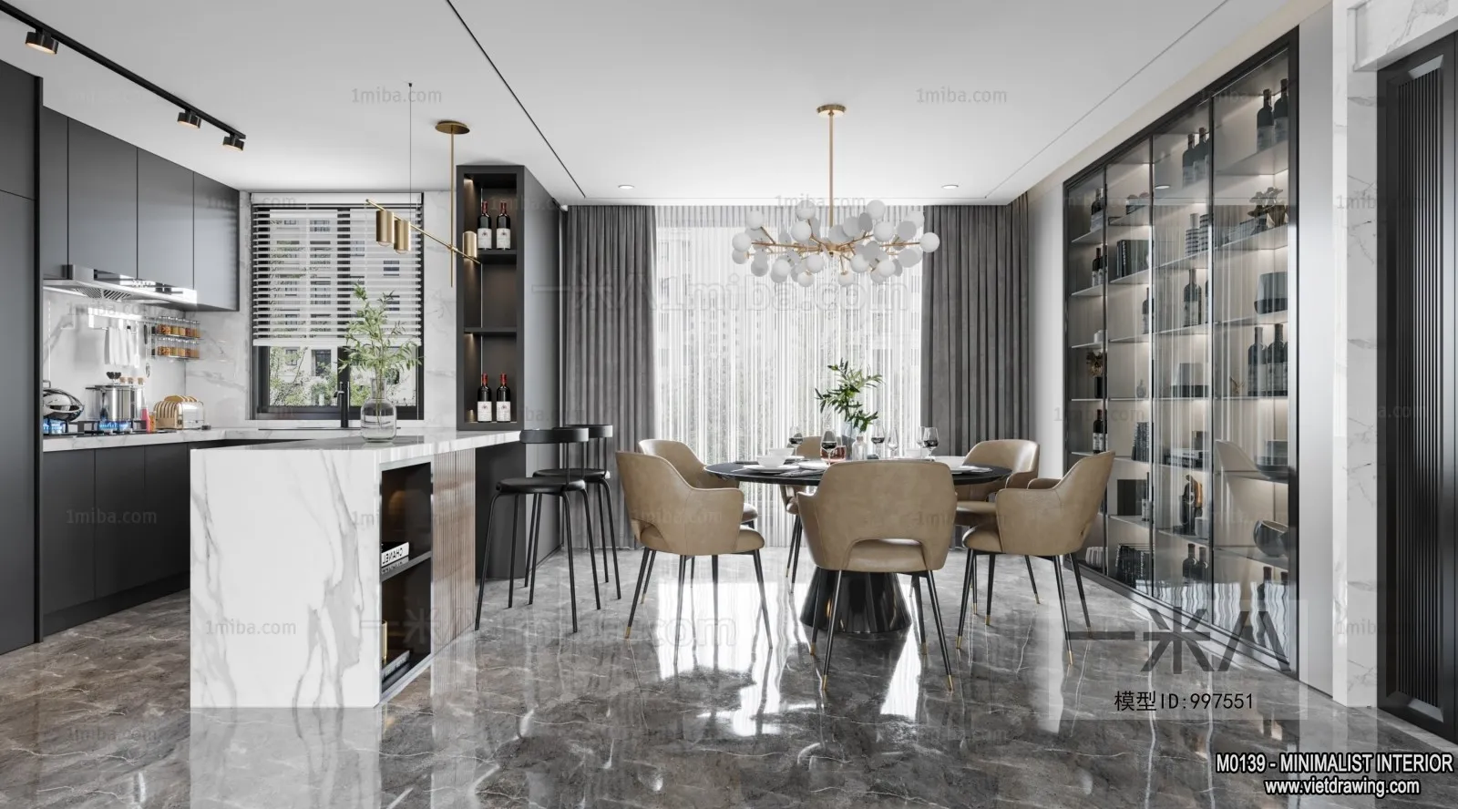 Dining Room – Minimalist Style – 3D Interior Scene – 003