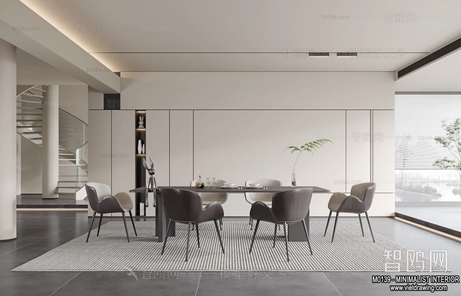 Dining Room – Minimalist Style – 3D Interior Scene – 006