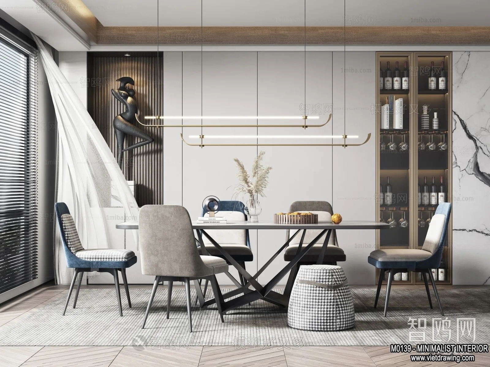 Dining Room – Minimalist Style – 3D Interior Scene – 015