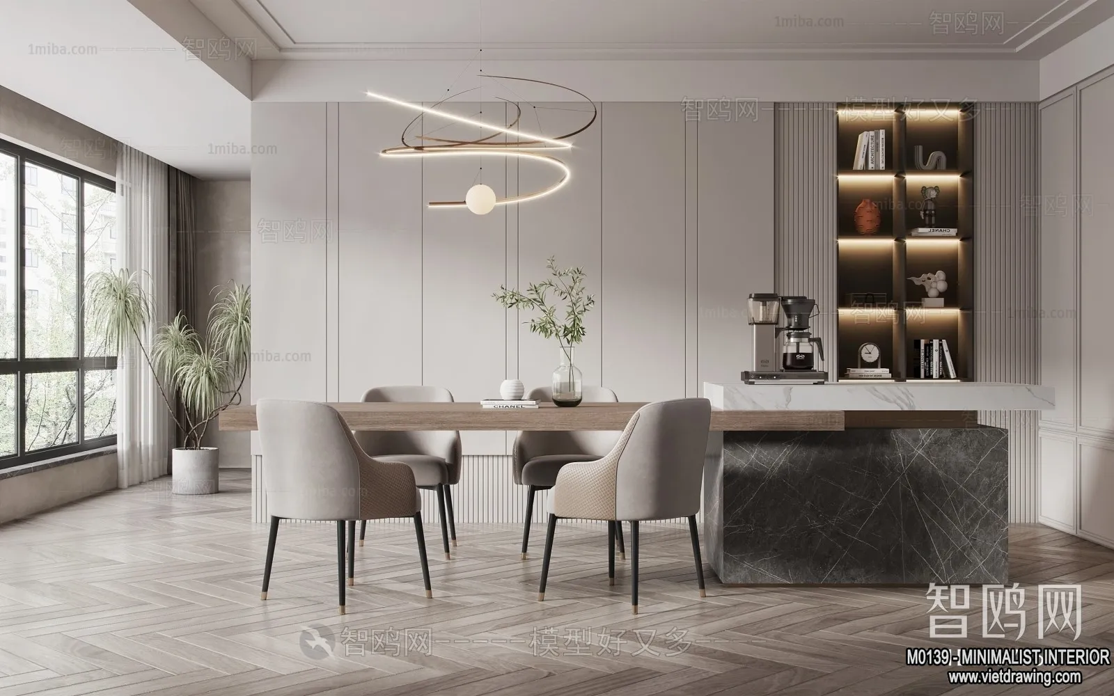 Dining Room – Minimalist Style – 3D Interior Scene – 016